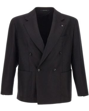 Tagliatore Double-Breasted Virgin-Wool Blazer - Blue