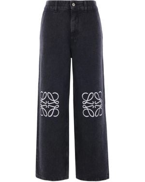 Loewe Jean Ample À Logo Brodé - Blue