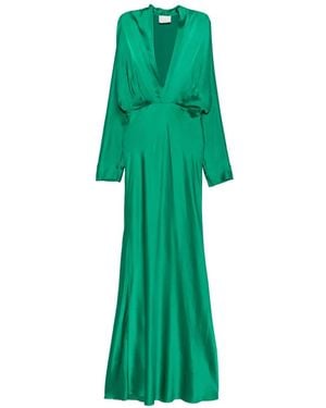 forte_forte Satin-Finish Pleated Dress - Green