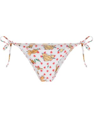 Donde Esteban Bird-Print Side-Tie Bikini Bottoms - Pink