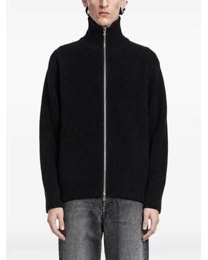 stein Ribbed-Knit Zip-Up Cardigan - Black