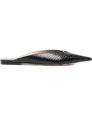 Tom Ford Python-Effect Pointed-Toe Mules - White