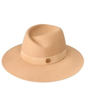 Maison Michel Virginie Logo-Plaque Hat - Natural