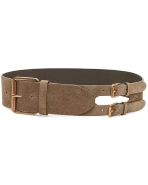Pinko Split Leather Belt With Straps, 6 Cm - Brown