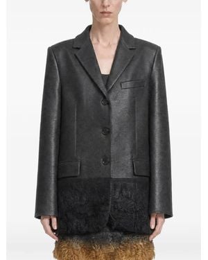 Miu Miu Shearling-Trim Blazer - Grey