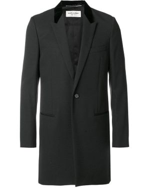 Saint Laurent Velvet Collar Chesterfield Coat - Black