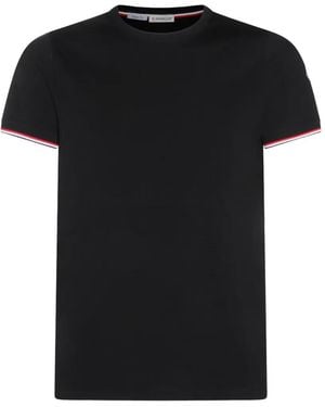 Moncler Striped-Trim Logo-Patch T-Shirt - Black