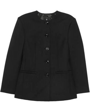 Anine Bing Huda Single-Breasted Collarless Jacket - Black