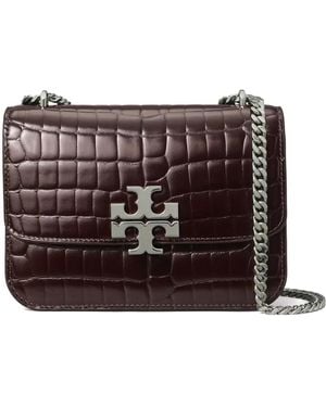 Tory Burch Small Eleanor Croc-Embossed Shoulder Bag - Purple