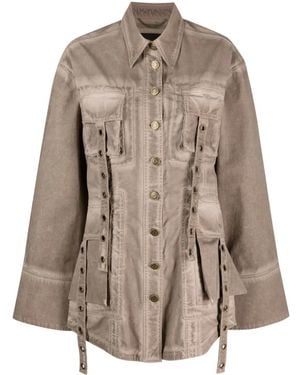 Blumarine アイレットディテール デニムジャケット - ブラウン