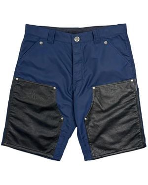 Chrome Hearts Leather-Panelled Carpenter Shorts - Blue