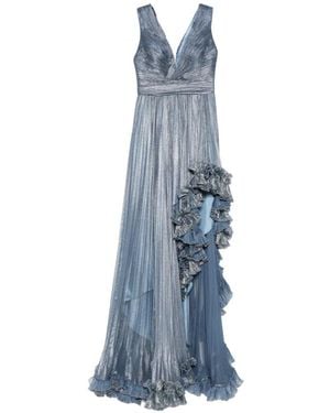 IRIS SERBAN Ariana Ruffled Pleated Maxi Dress - Blue