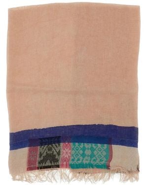 Exquisite J Patterned Frayed Scarf - Blue