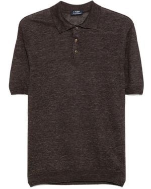 Barba Napoli Linen Polo Shirt - Black