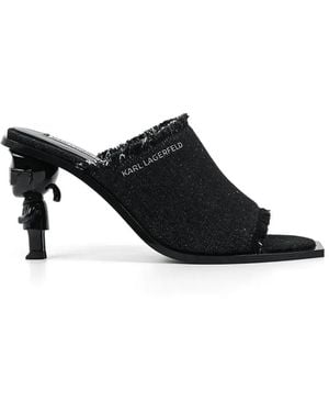 KARL LAGERFELD Ikonik Frayed Sandals - Black