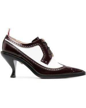 Thom Browne Soft Spazzolato Longwing Spectator Brogue Shoes Heel 75Mm - Black