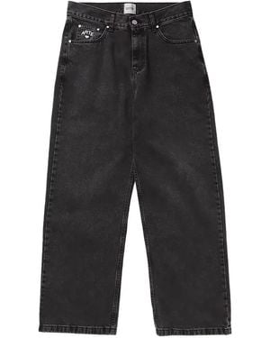 Arte' Embroidered-Logo Straight-Leg Jeans - Black