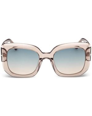 Tom Ford Carla Square-Frame Sunglasses - Natural