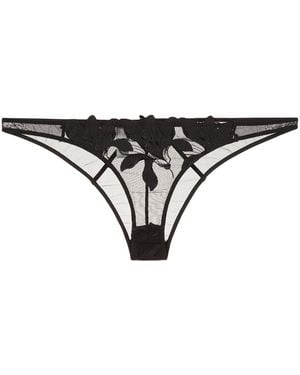 Fleur du Mal Lily Embroidered Cheeky - Black