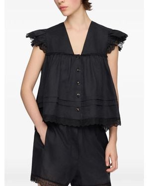 Ganni Blouse Volantée - Black