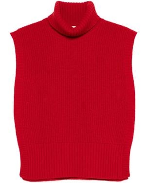DAVANTINO Turtleneck Sleeveless Wool Jumper - Red