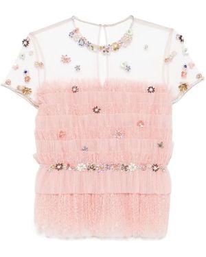 Costarellos Crystal-Embellished Blouse - Pink