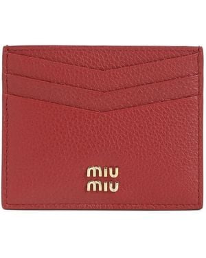 Miu Miu Leather Card Holder Accessories - Red