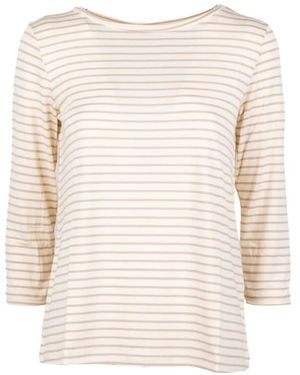 Marella Striped Three-Quarter-Sleeve T-Shirt - White