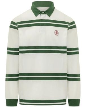 Drole de Monsieur Ornament Striped Polo Shirt - Green