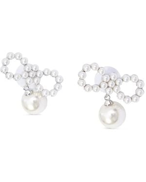 Self-Portrait Pearl Bow Earrings - White
