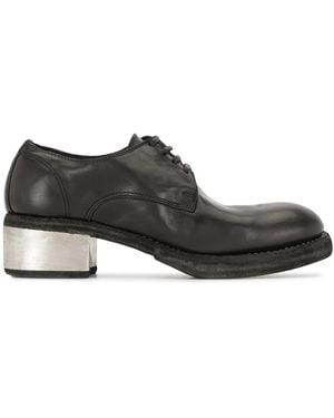 Guidi Contrast Heel Lace-Up Shoes - Black