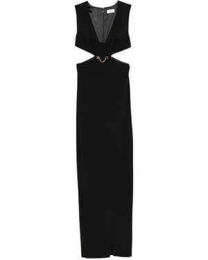 Elisabetta Franchi Chain V-Neck Maxi Dress - Black