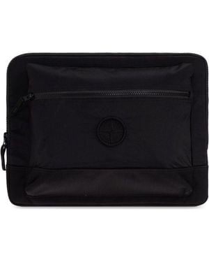 Stone Island Embroidered Laptop Bag - Black