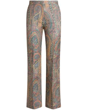 Etro Paisley-Print Tailored Trousers - Grey