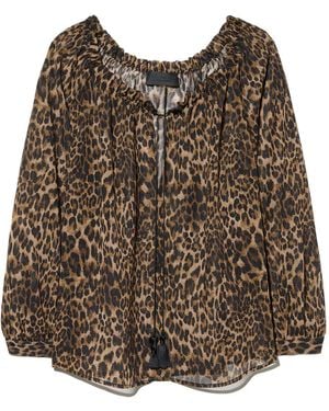 Nili Lotan Leopard-print Tassel Blouse - ブラウン