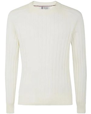 Brunello Cucinelli Ribbed-Knit Jumper - White