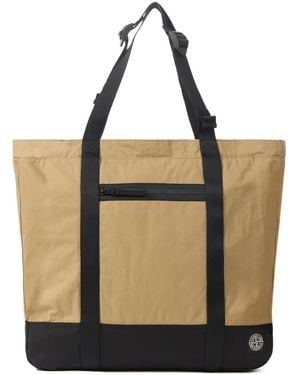 Stone Island 9200034 Double Coated Cotton Ripstop Tote Bag - Natural