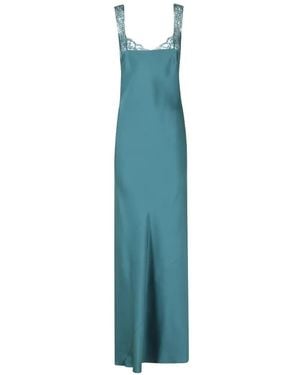forte_forte Lace-Trim Satin Maxi Dress - Blue