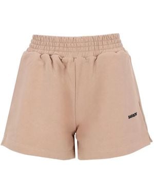 Barrow Logo-Print Elasticated-Waist Mini Shorts - Natural