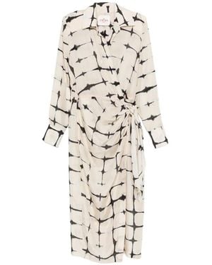 CRI.DA Como Seidenkleid mit Batikmuster - Weiß