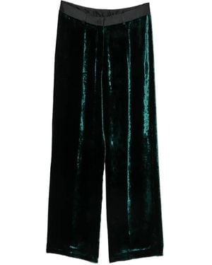 forte_forte Moiré Crushed-Velvet Straight-Leg Pants - Black