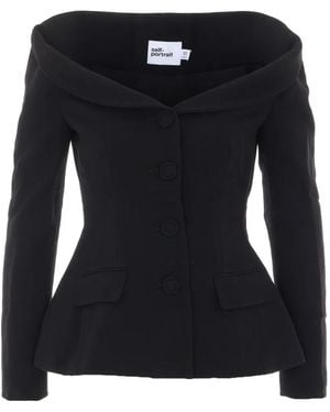 Self-Portrait Wool Crepe Jacket - Black