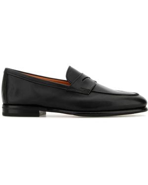 Santoni Carlos Leather Loafers - Black