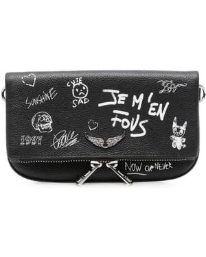 Zadig & Voltaire Mini Pochette Rock À Imprimé Graffiti - Black