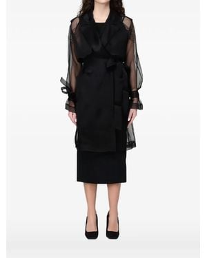 Pinko Belted Sheer Coat - Black