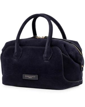 Gianni Chiarini Gemma Suede-Finish Logo-Plaque Tote Bag - Blue