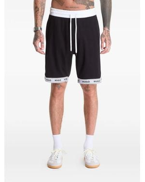HUGO Logo-Trim Drawstring Shorts - Black