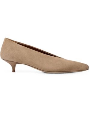 Marsèll Longiforma Suede Almond-Toe Court Shoes - Natural