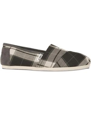 TOMS Plaid Flat Espadrilles - Grey