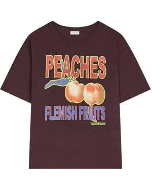 Dries Van Noten T-Shirt En Coton À Imprimé Graphique - Purple